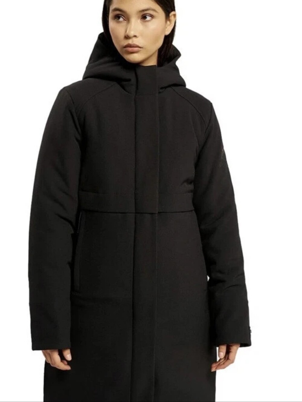 NORDEN Black Inga Bonded Maxi Parka Hooded Winter Jacket Coat Full Zip Large